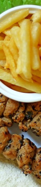 Sheet-Pan Chicken Shish Kebab with Crispy Fries