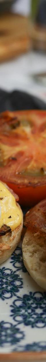 Sheet-Pan Eggs Benedict with Grilled Tomato
