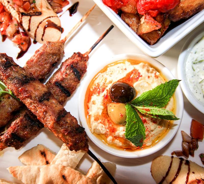 Sheet-Pan Greek Lamb Souvlaki Dinner