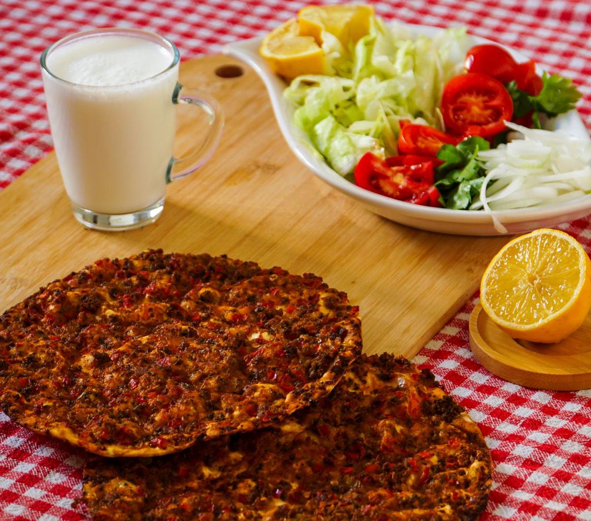 Sheet-Pan Lahmacun with Lemon & Ayran