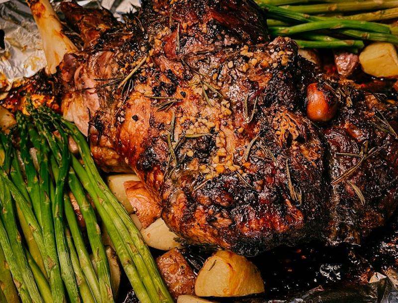 Sheet-Pan Lamb with Roasted Potatoes & Asparagus
