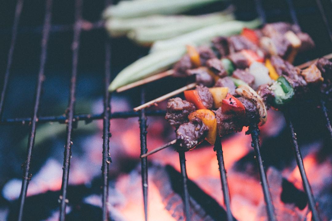 Sheet-Pan Lamb Souvlaki with Grilled Okra