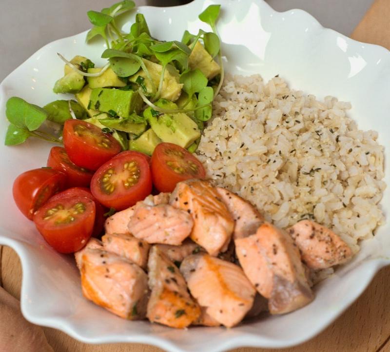 Sheet-Pan Lemon Salmon & Rice Bowl