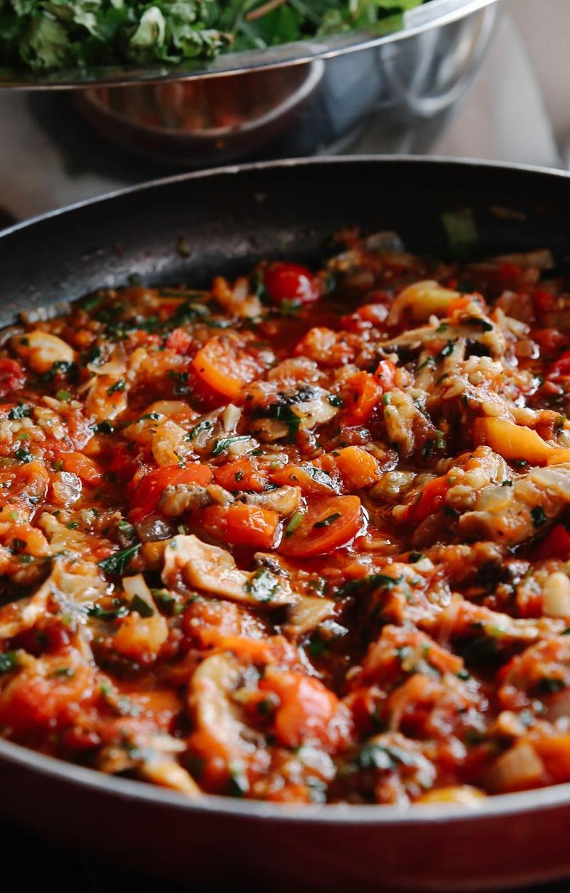 Sheet-Pan Ratatouille with Crispy Eggs