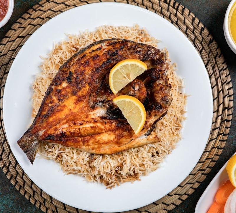 Sheet-Pan Tandoori Pomfret with Raita