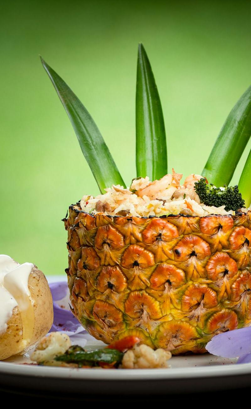 Shrimp Pineapple Fried Rice in the Pineapple