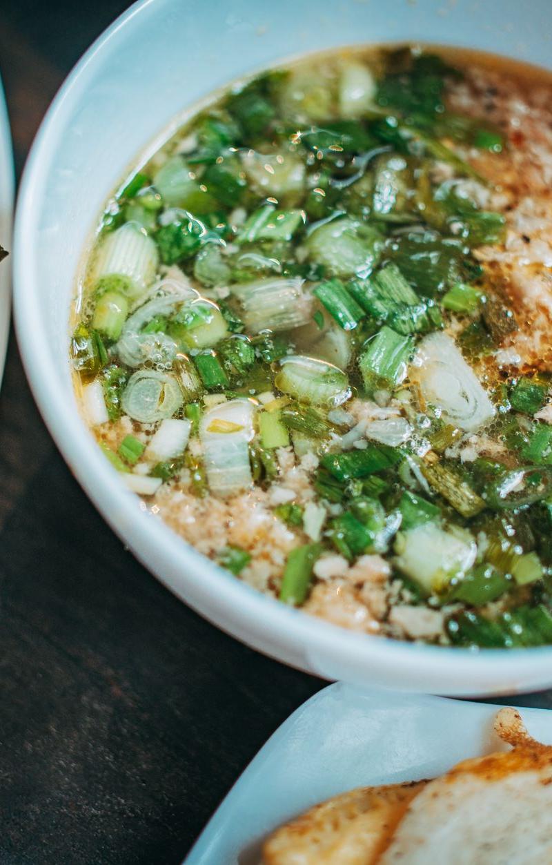 10-Min Silky Congee with Crispy Tofu