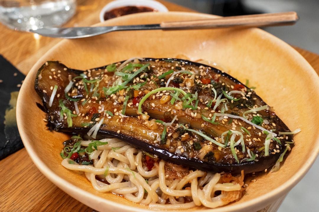 Silky Garlic Chili Eggplant with Noodles