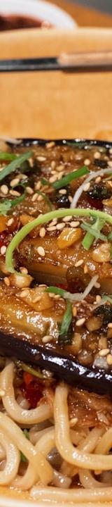 Silky Garlic Chili Eggplant with Noodles