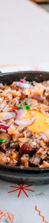 Sizzling Pork Sisig with Egg