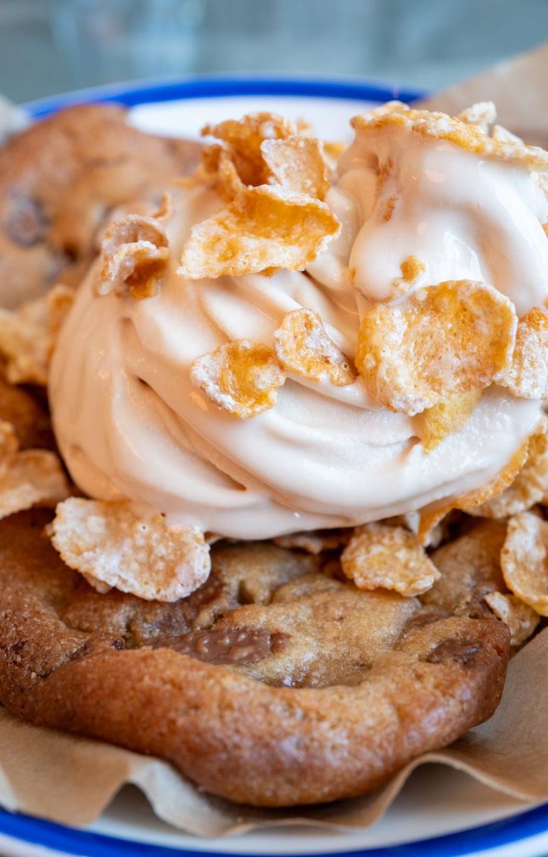 Skillet Cookie with Soft Serve & Corn Flakes