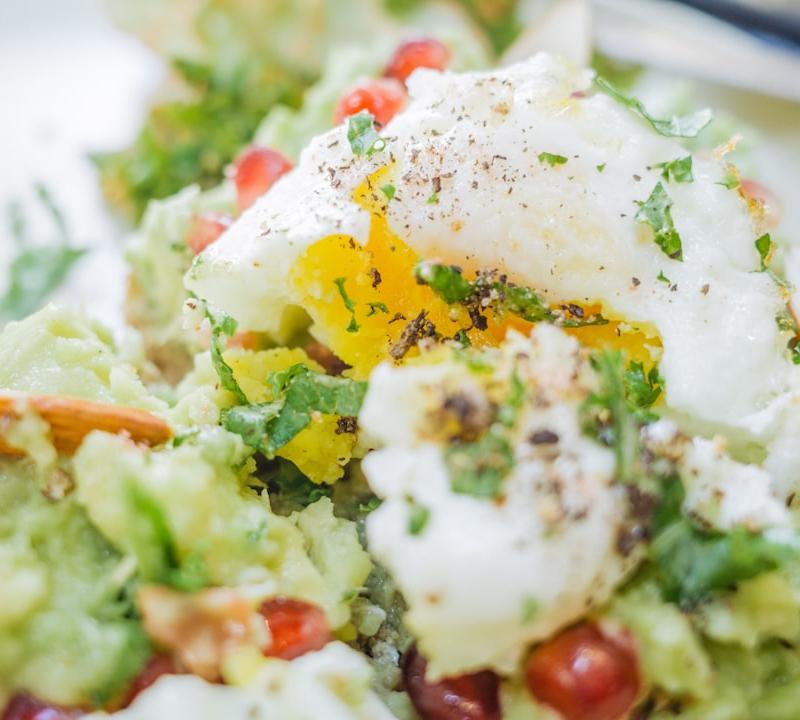Smashed Avocado Egg Toast with Pomegranate