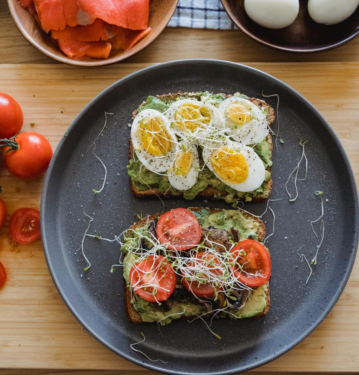 Smashed Avocado Toast with Eggs & Salmon