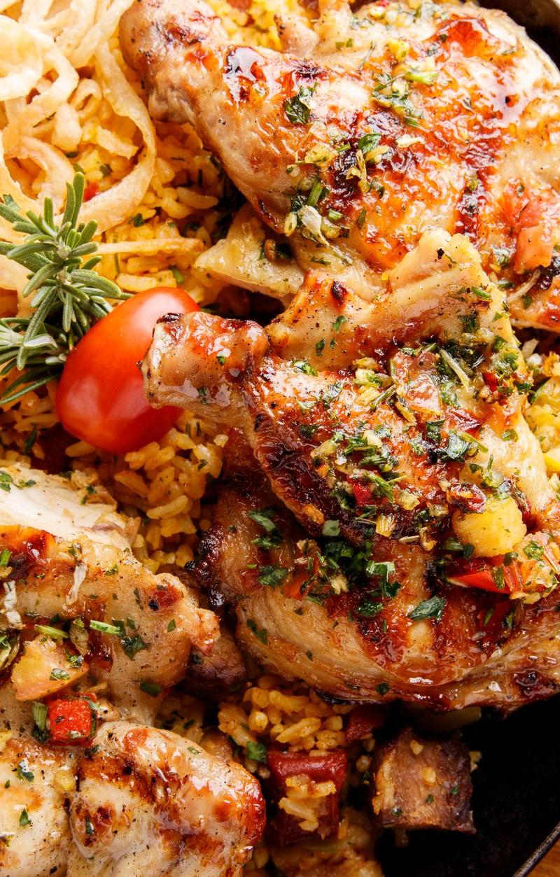 25-Min Smoky Jollof Rice & Grilled Chicken