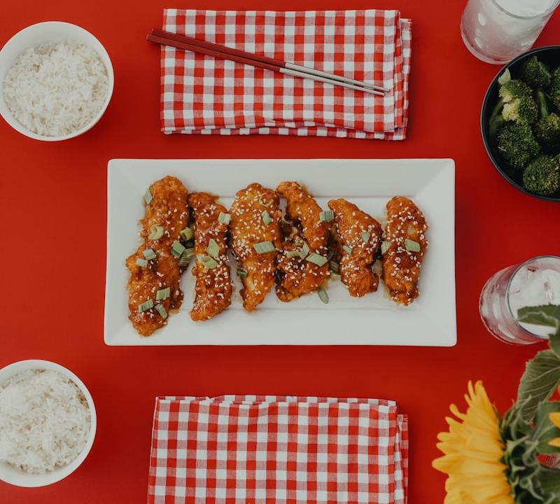 Soy Garlic Fried Chicken with Rice & Broccoli