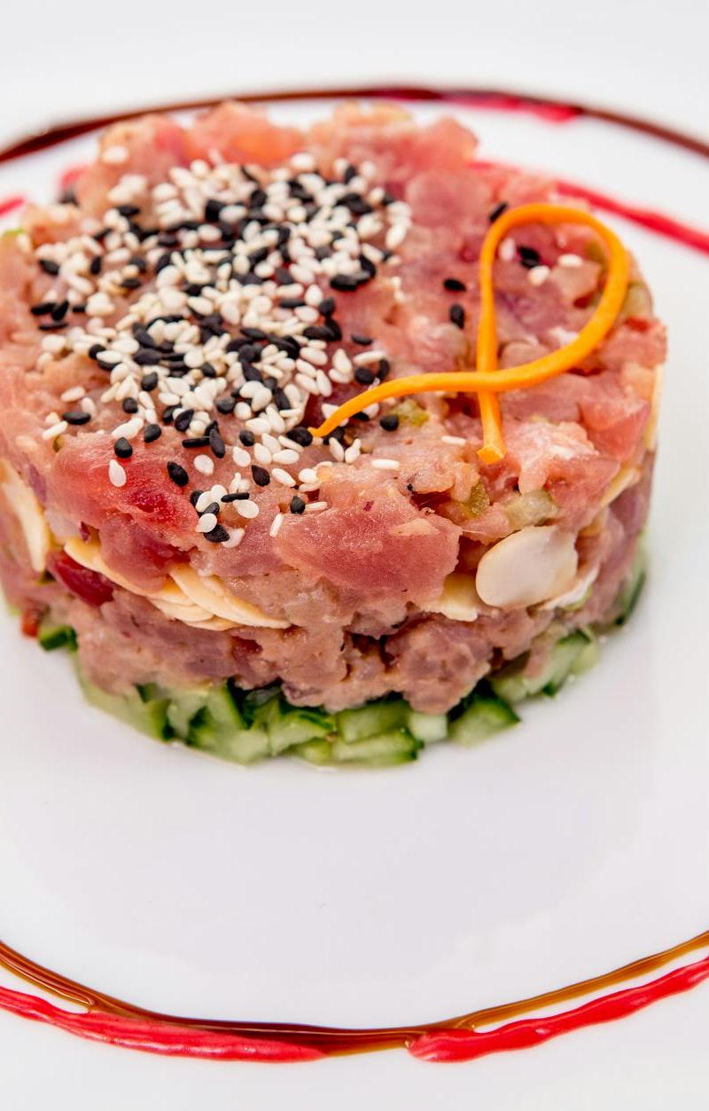Soy-Sesame Ahi Tuna Poke Stack