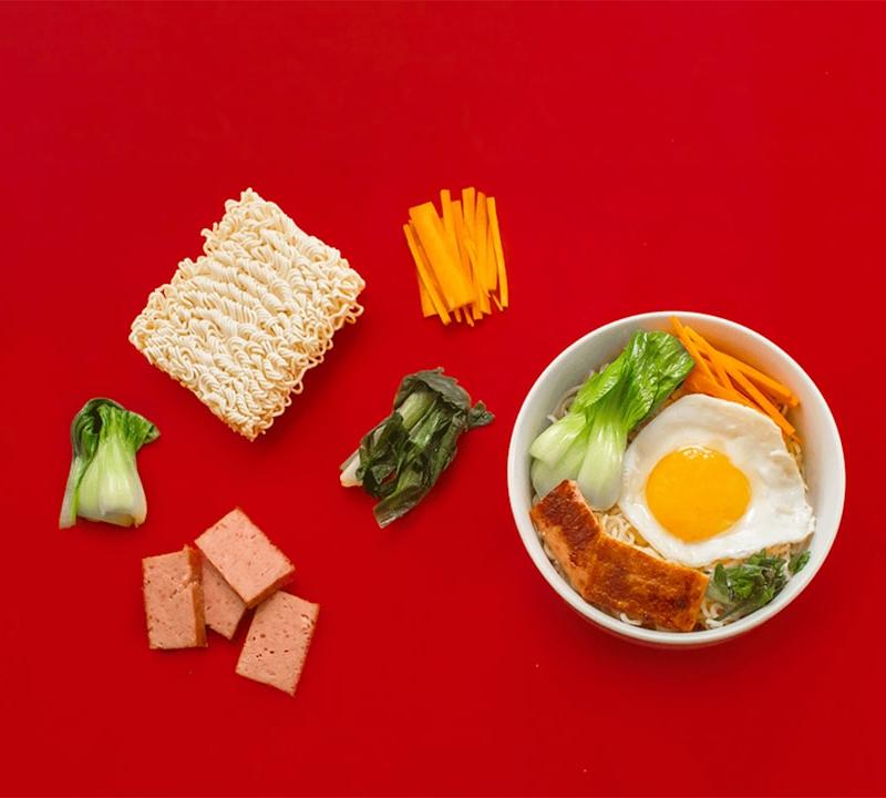 Spam & Egg Ramyeon with Crispy Veg
