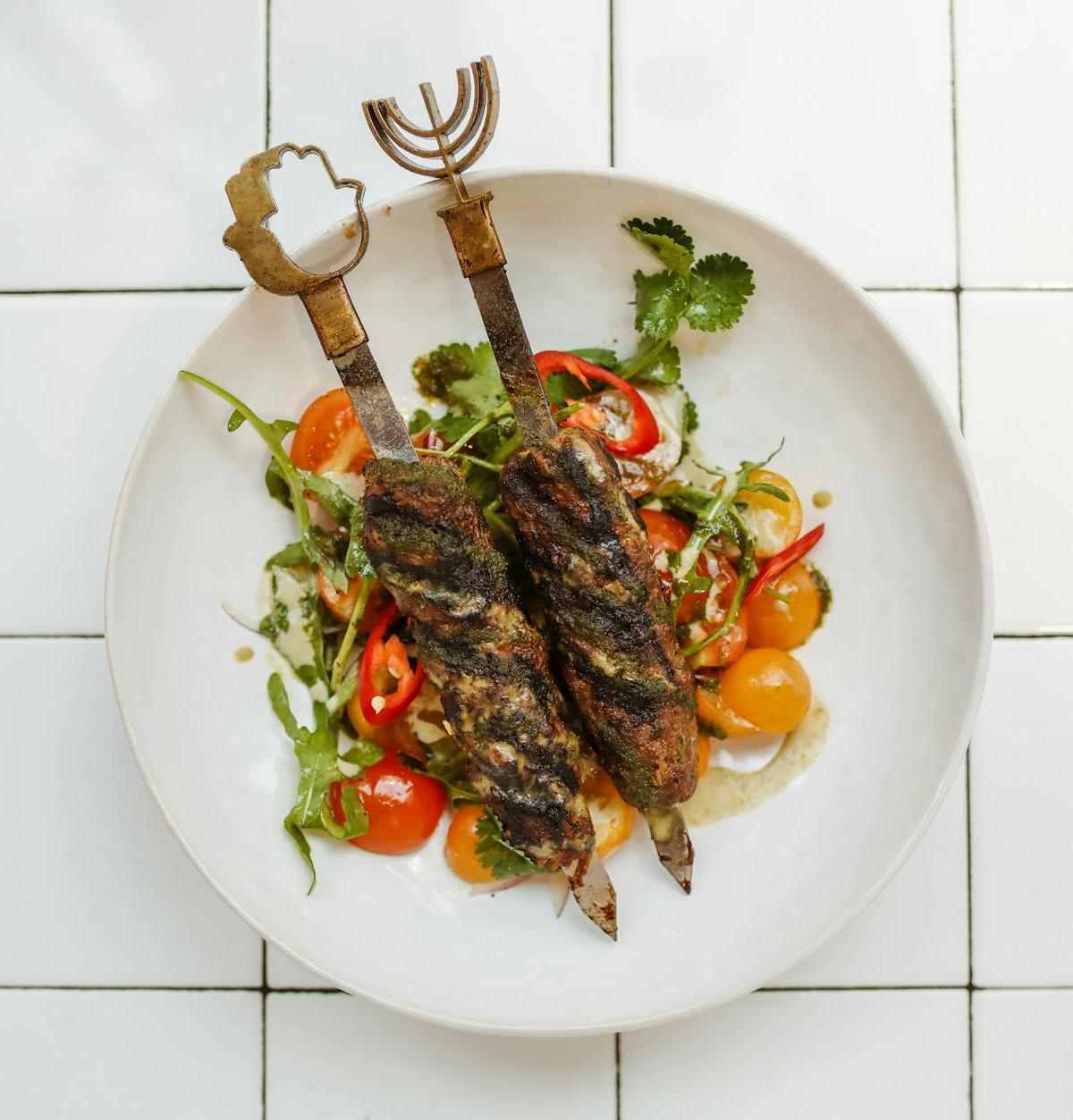 Spiced Beef Kofta with Charred Tomato Salad