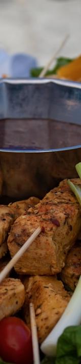 Spiced Chicken Brochettes with Harissa Dip