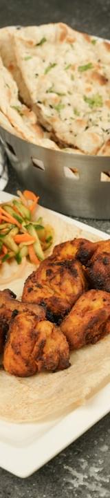 Spiced Chicken Kebab Plate with Naan & Mint