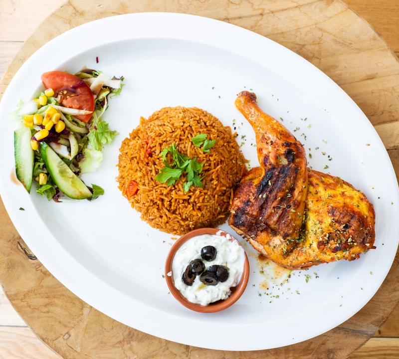 25-Min Spiced Chicken & Rice with Salad