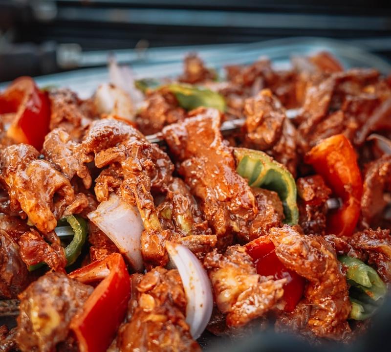 Spiced Grilled Lamb & Pepper Skewers