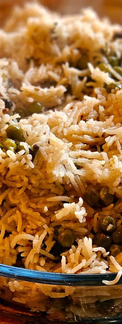 Spiced Pea & Carrot Pulao with Citrus & Raita