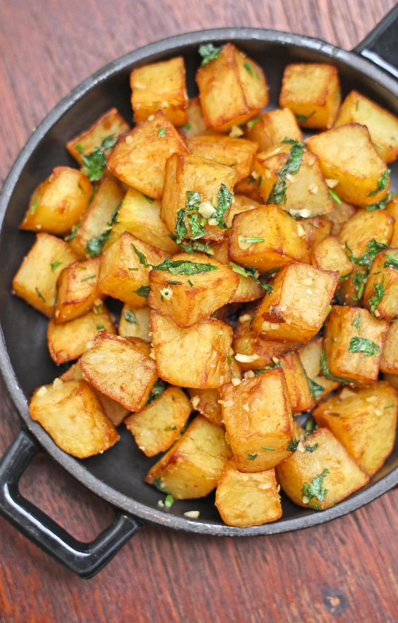 Spicy Batata Harra with Pita & Pomegranate