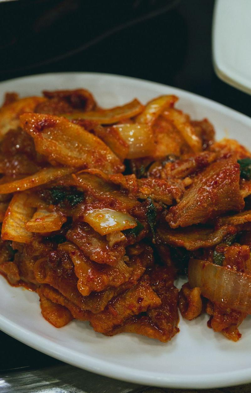 Spicy Gochujang Pork Stir-Fry with Kimchi & Fish