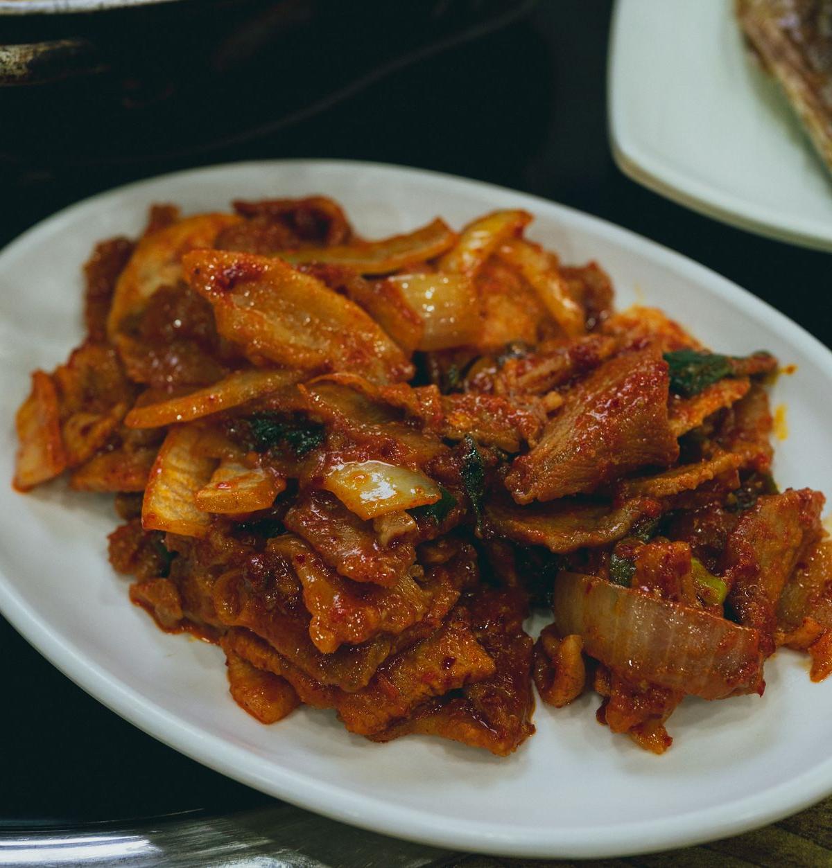 Spicy Gochujang Pork Stir-Fry with Kimchi & Fish