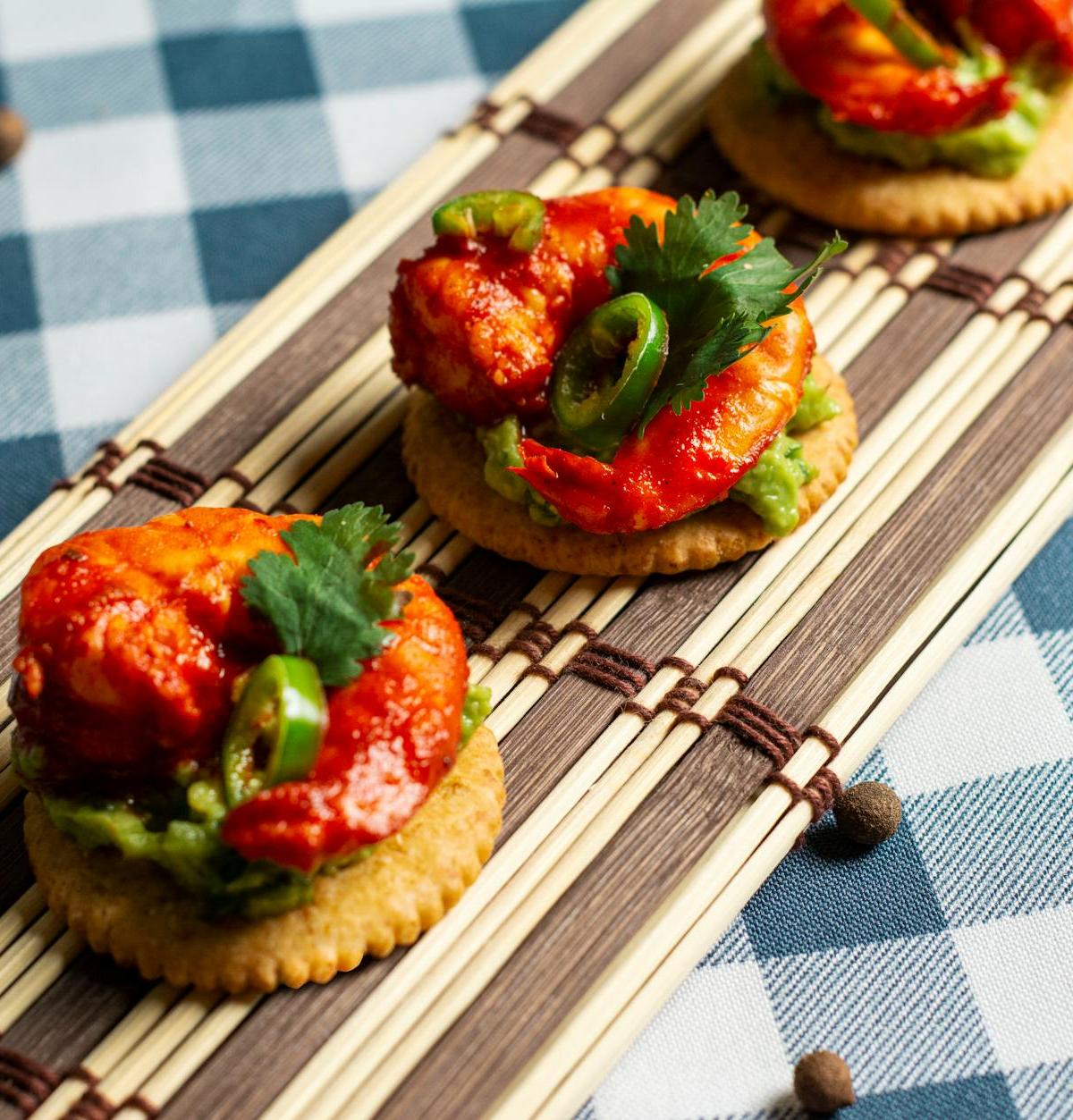 Spicy Habanero Shrimp on Crackers