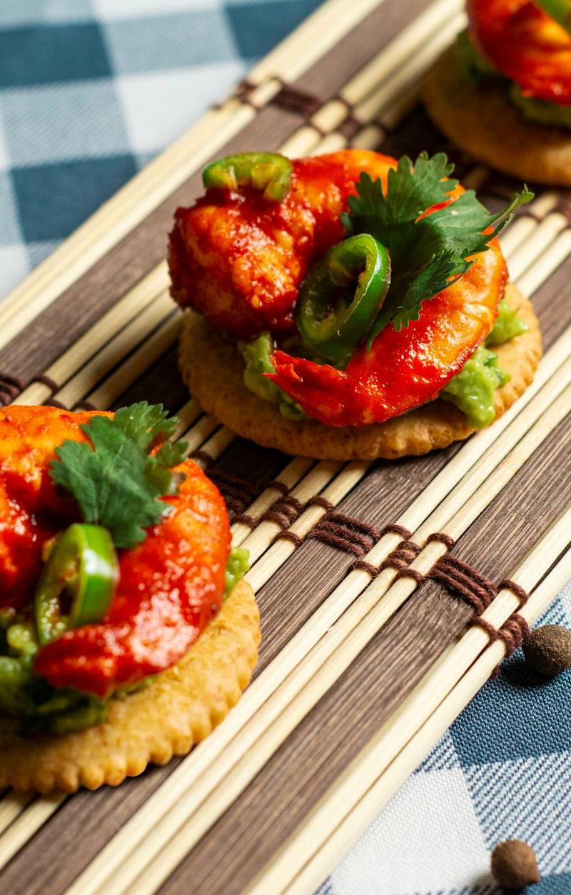 Spicy Habanero Shrimp on Crackers