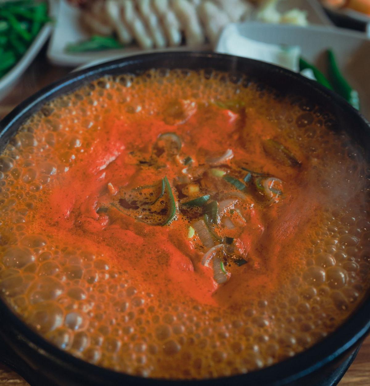 Spicy Pollack Stew with Rice & Kimchi