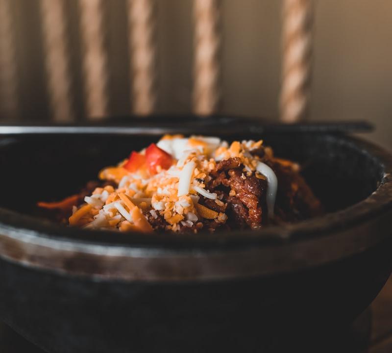Spicy Pork Rice Bowl with Crispy Cheese