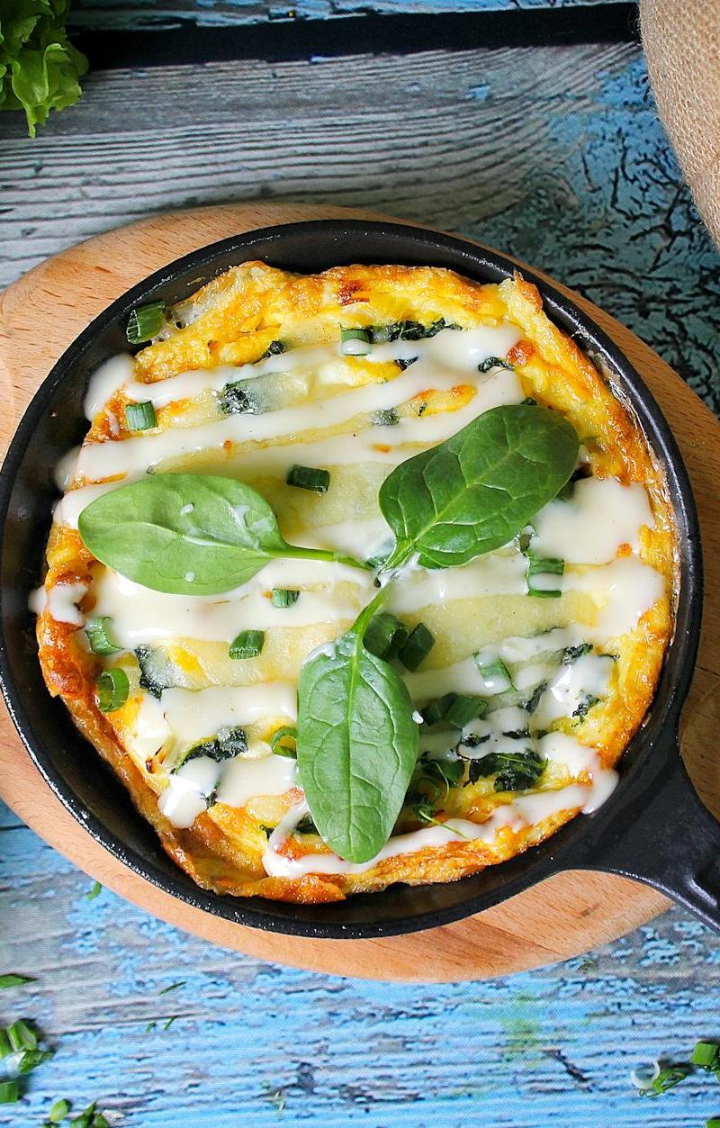 Spinach Feta Frittata with Green Onions