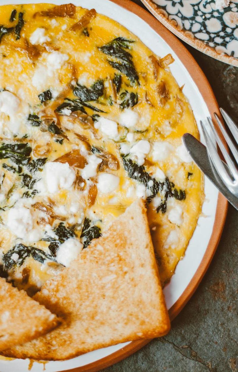 Spinach & Feta Skillet Omelette + Toast