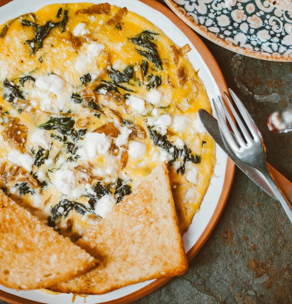 Spinach & Feta Skillet Omelette + Toast