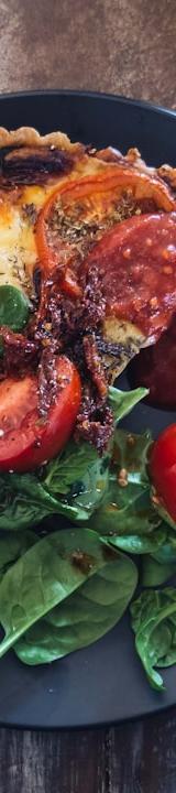 Golden Spinach & Gruyère Quiche with Tomato Salad