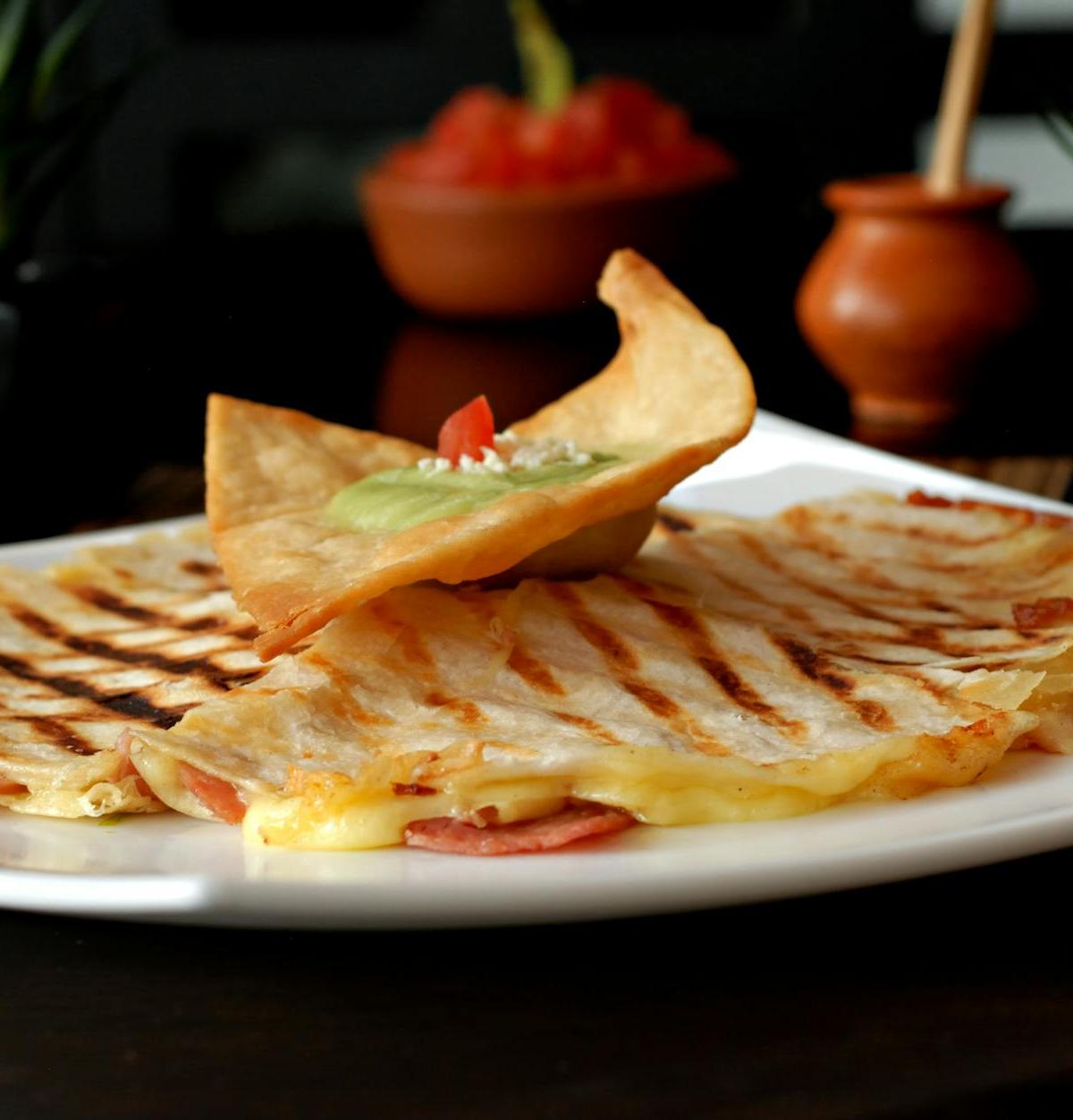 Squash Blossom Quesadilla with Guac & Salsa