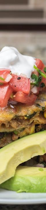 Stacked Beef Enchiladas with Avocado & Pico
