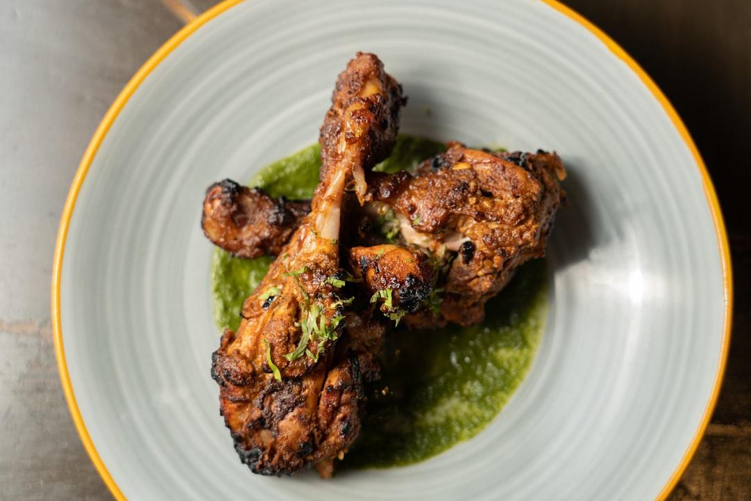 Sticky BBQ Chicken Legs with Cilantro Chutney