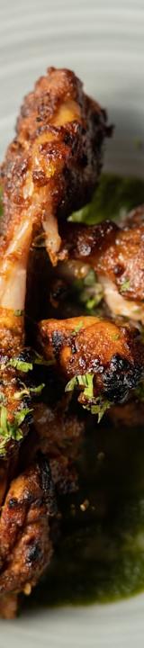 Sticky BBQ Chicken Legs with Cilantro Chutney