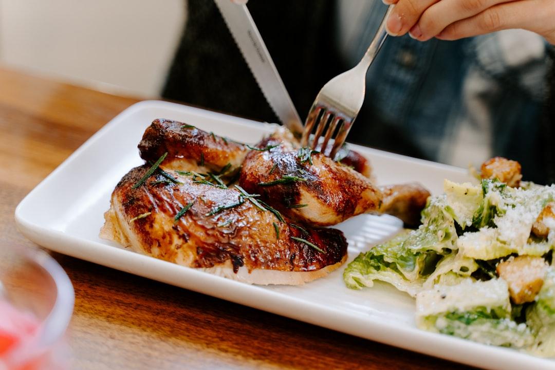 Sticky BBQ Chicken Legs with Caesar Salad