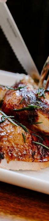 Sticky BBQ Chicken Legs with Caesar Salad