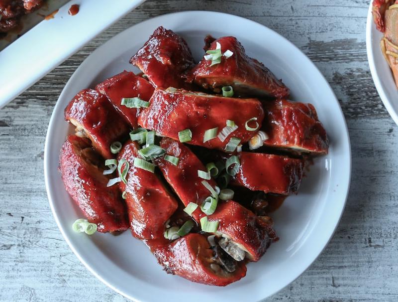 Sticky Hoisin Pork Ribs with Chow Mein & Fried Rice