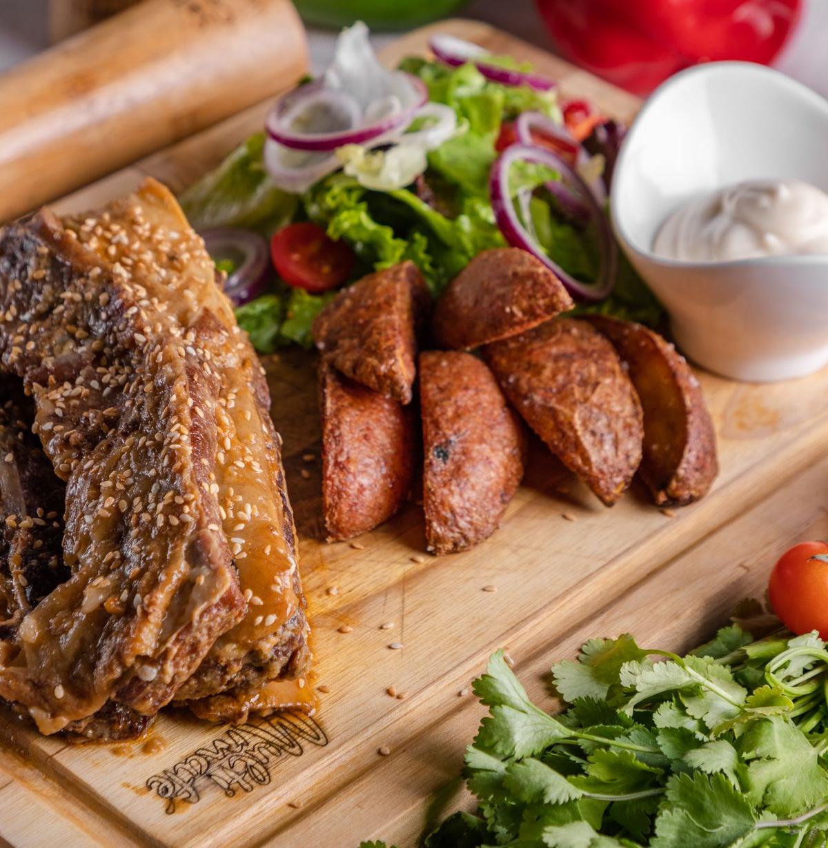 20-Min Sticky Hoisin Pork Ribs & Wedges