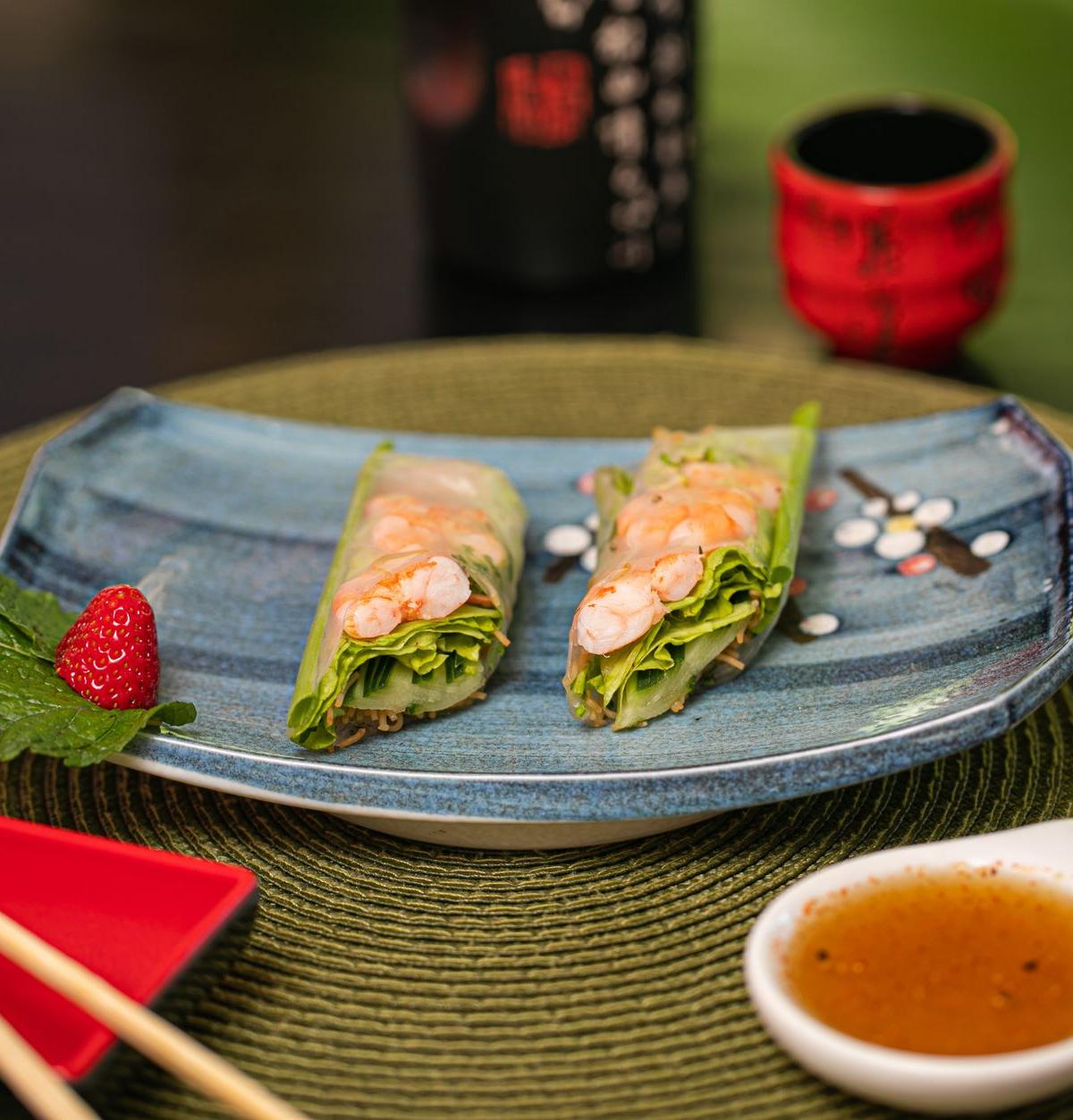 Strawberry & Herb Lettuce Wraps with Chili-Lime Sauce