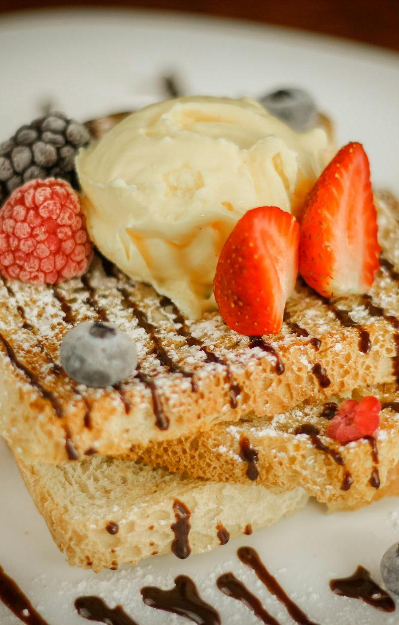 Stuffed Strawberry French Toast with Berry Compote