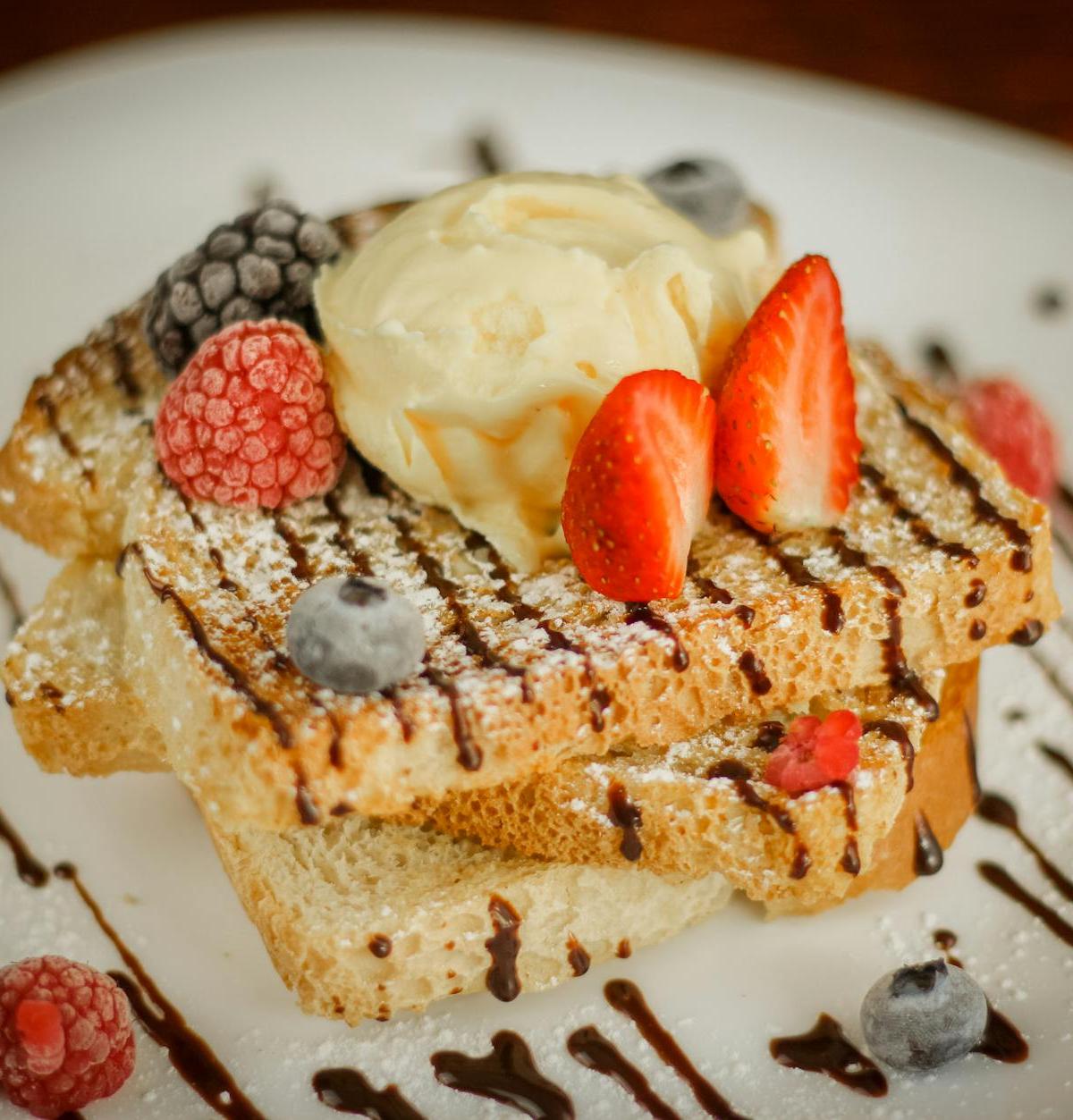 Stuffed Strawberry French Toast with Berry Compote