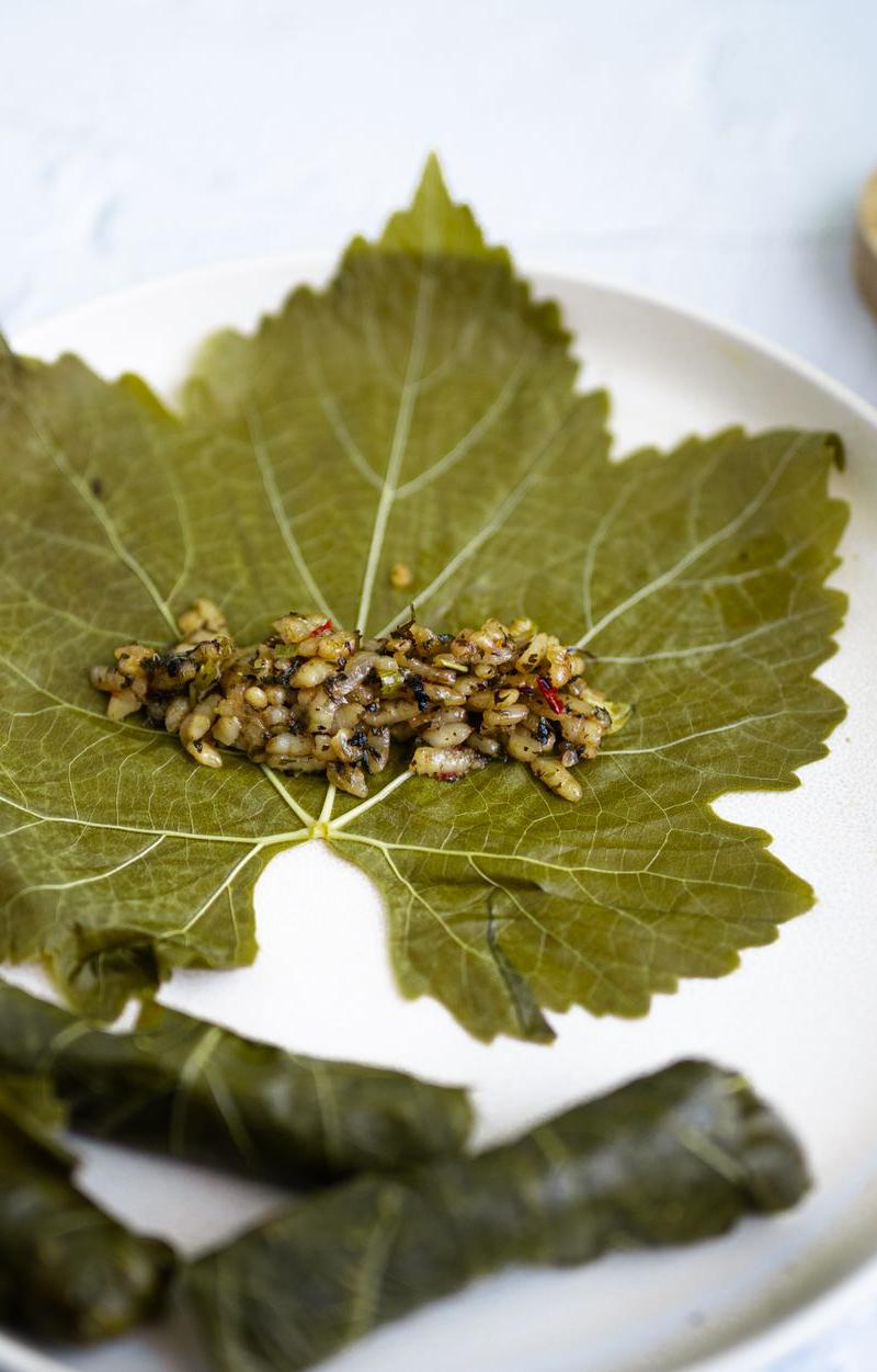 20-Min Stuffed Grape Leaves with Lemon Rice